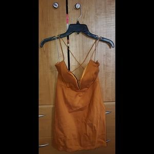 Deep V Cross Backed Mini Dress